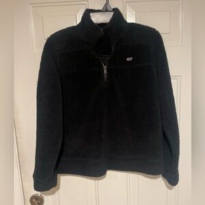 Vineyard Vines 1/4 Zip Pullover Fleece Sherpa Top - Black - Womens XS